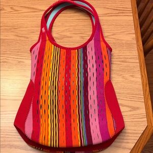 Built Fishnet Tote Bag Colorful Striped Bright Multicolor